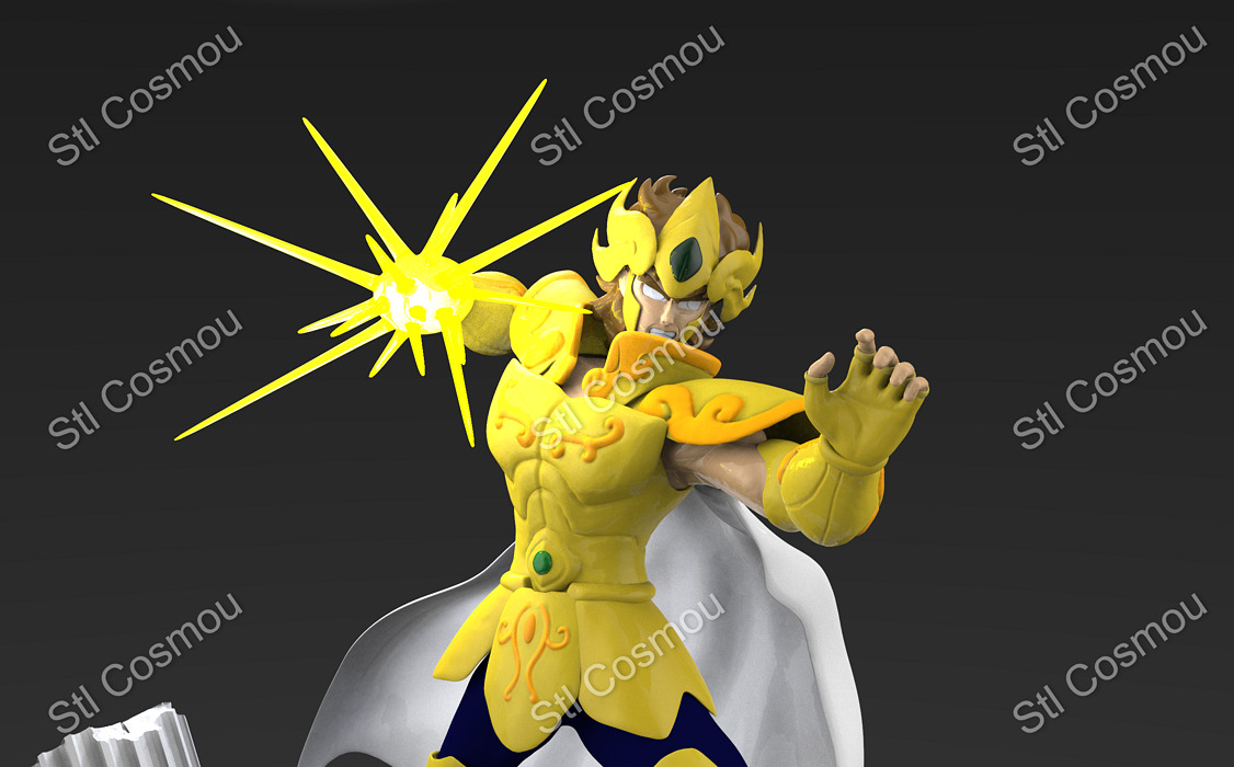 Saint Seiya - Aiolia Leo gold saint 3D STL Model — view 8