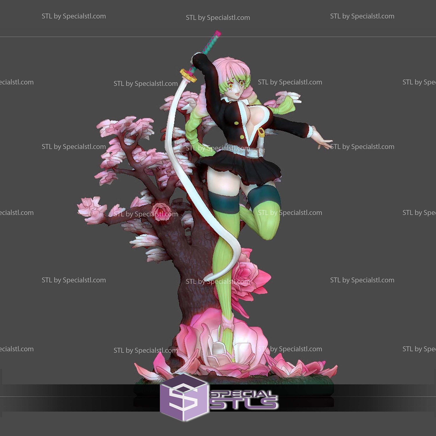 Mitsuri Kanroji Blossom 3D Printer Files STL Model — view 2