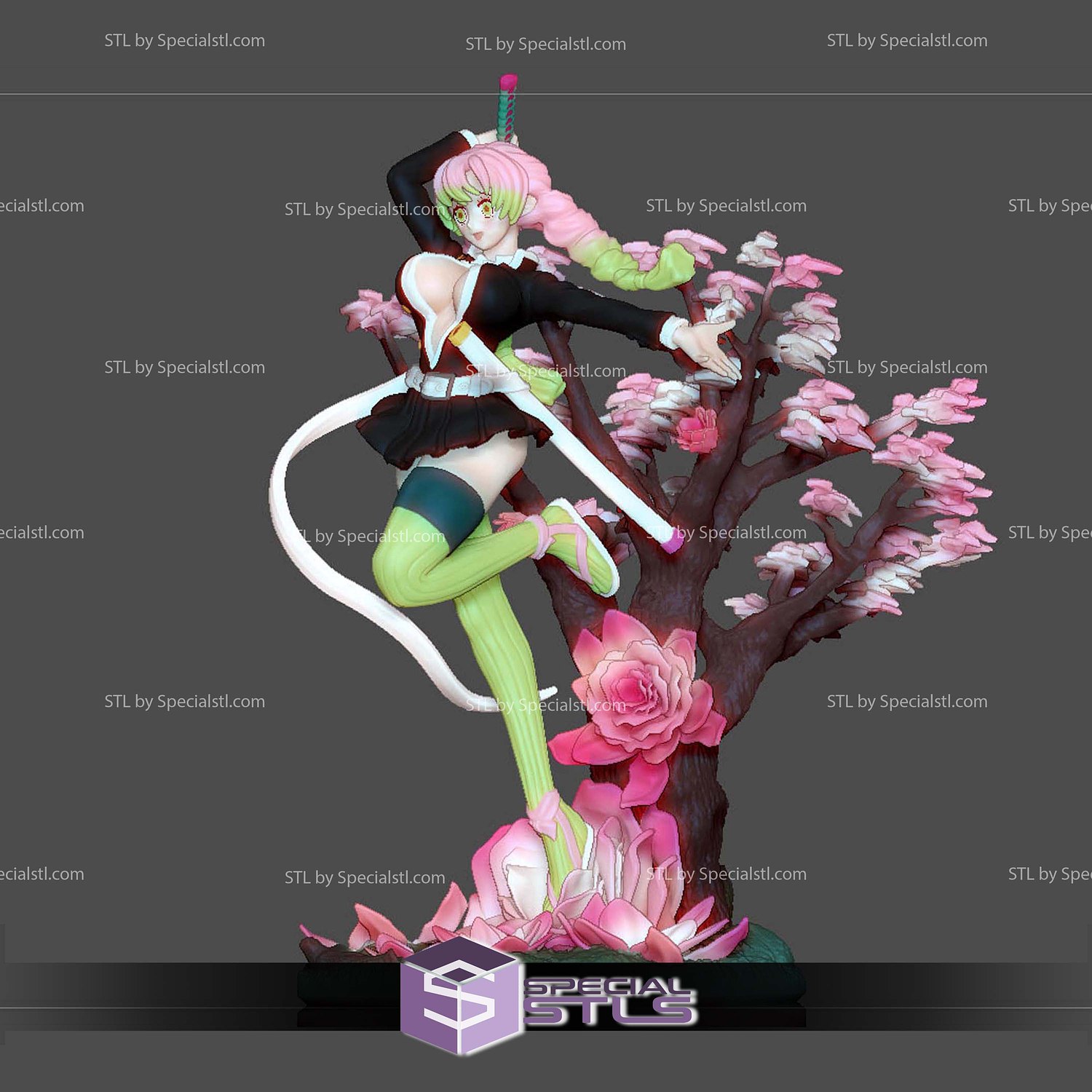 Mitsuri Kanroji Blossom 3D Printer Files STL Model — view 3