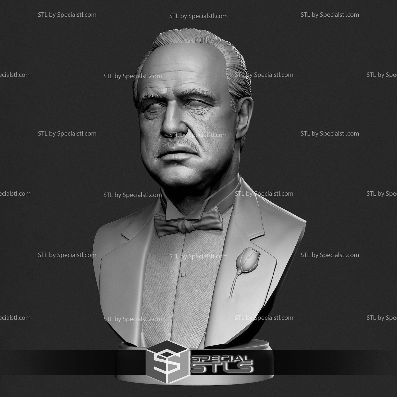 Godfather Marlon Brando Bust 3D Print Files STL Model — view 2