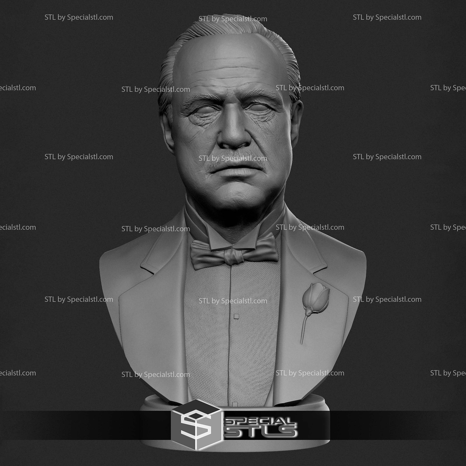 Godfather Marlon Brando Bust 3D Print Files STL Model — view 6