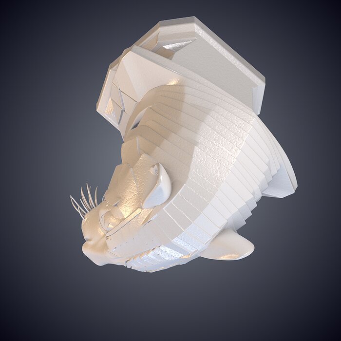 Stylized Tiger Warrior Bust Statue PM-945 3D BLEND Model — view 5