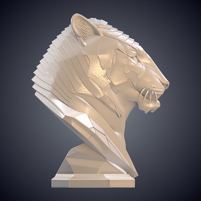Stylized Tiger Warrior Bust Statue PM-945 3D BLEND Model — view 6