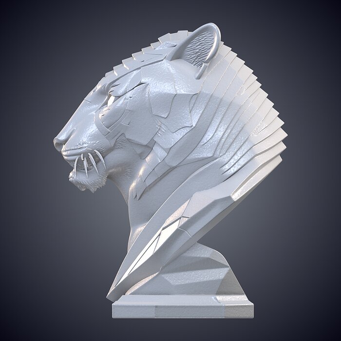 Stylized Tiger Warrior Bust Statue PM-945 3D BLEND Model — view 7