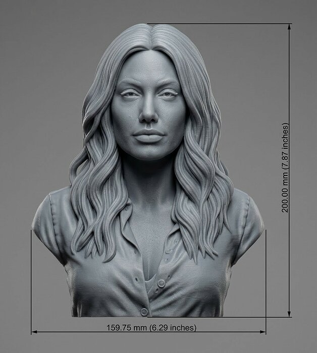 Eva Lovia bust 3D 3DM Model — view 2