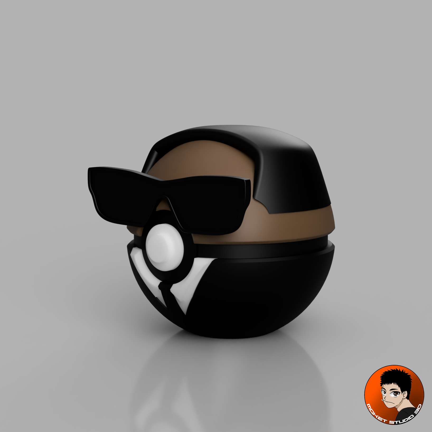 Agent J - MIB Pokeball 3D STL Model — view 2