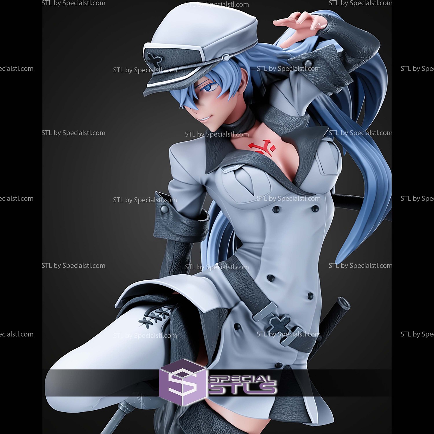 Esdeath Akame Ga Kill 1 7 STL Files 3D Model — view 4