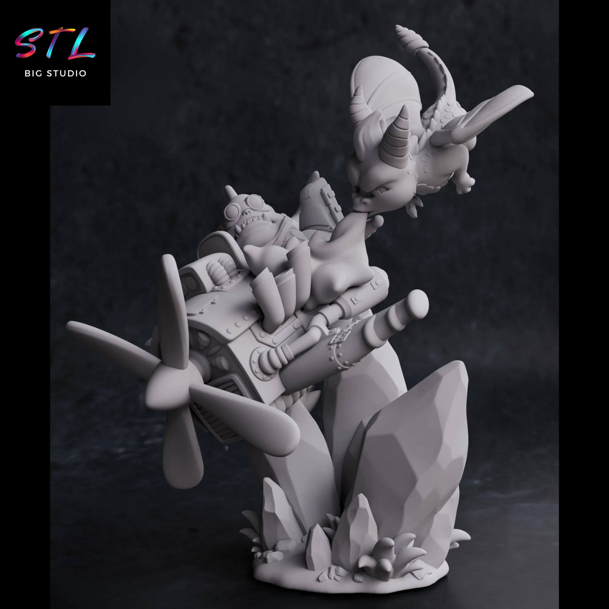 Spyro STL Diorama | Sky Attack 3D Printable Figure Model — view 3