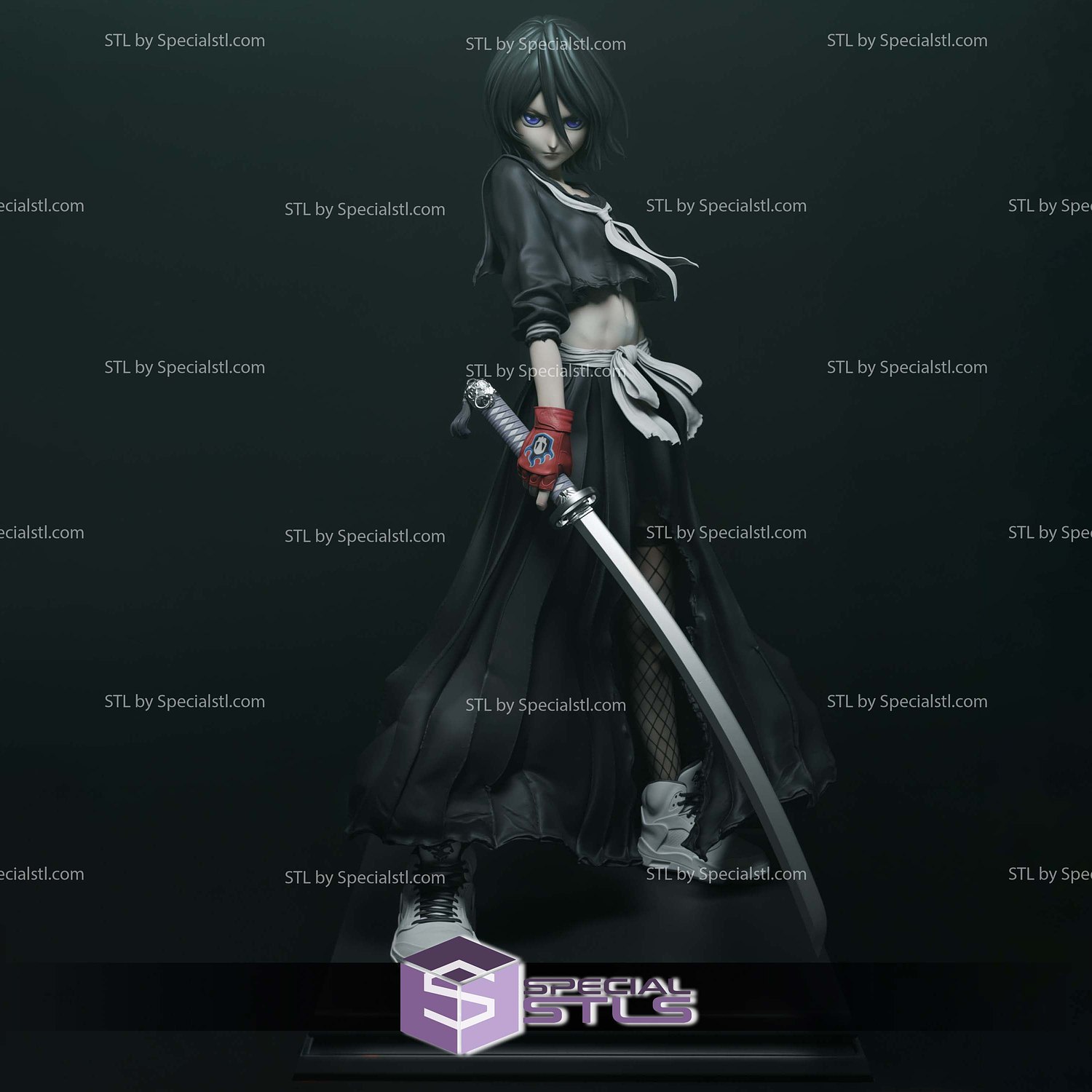 Rukia Bleach Modern Sculptures 3D Printing STL Model — view 4