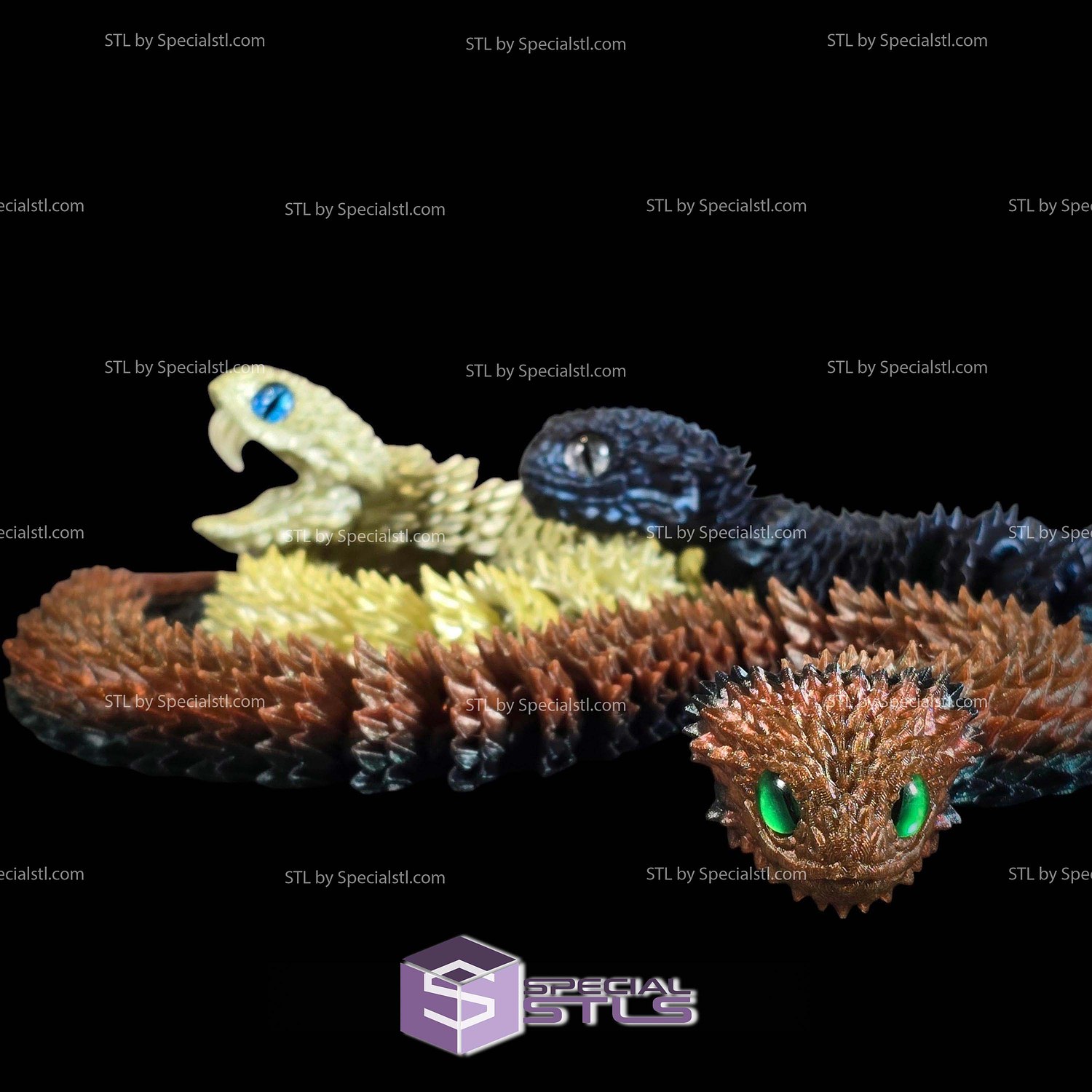 Super Basic STL Bush Viper Flexi Dragon Snake 3D Model — view 2