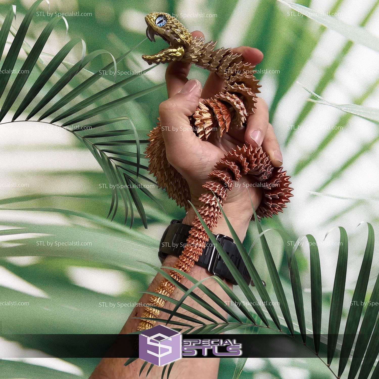 Super Basic STL Bush Viper Flexi Dragon Snake 3D Model — view 3