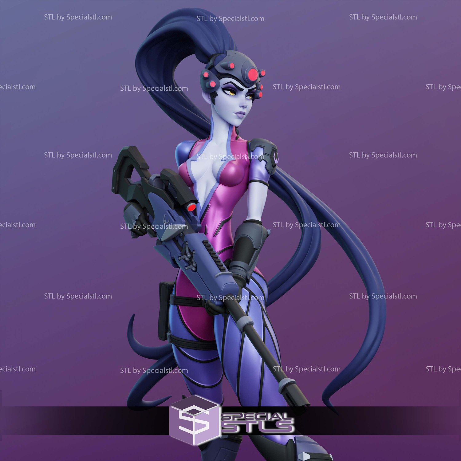 Widowmaker Armor and Gun STL Files 3D Model — view 6