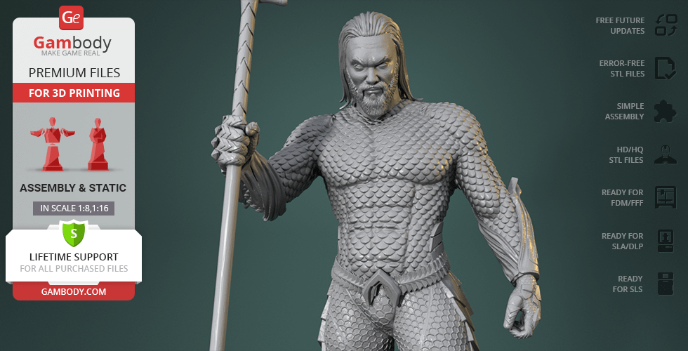 Aquaman King of Atlantis 3D Printer Files | Assembly STL Model