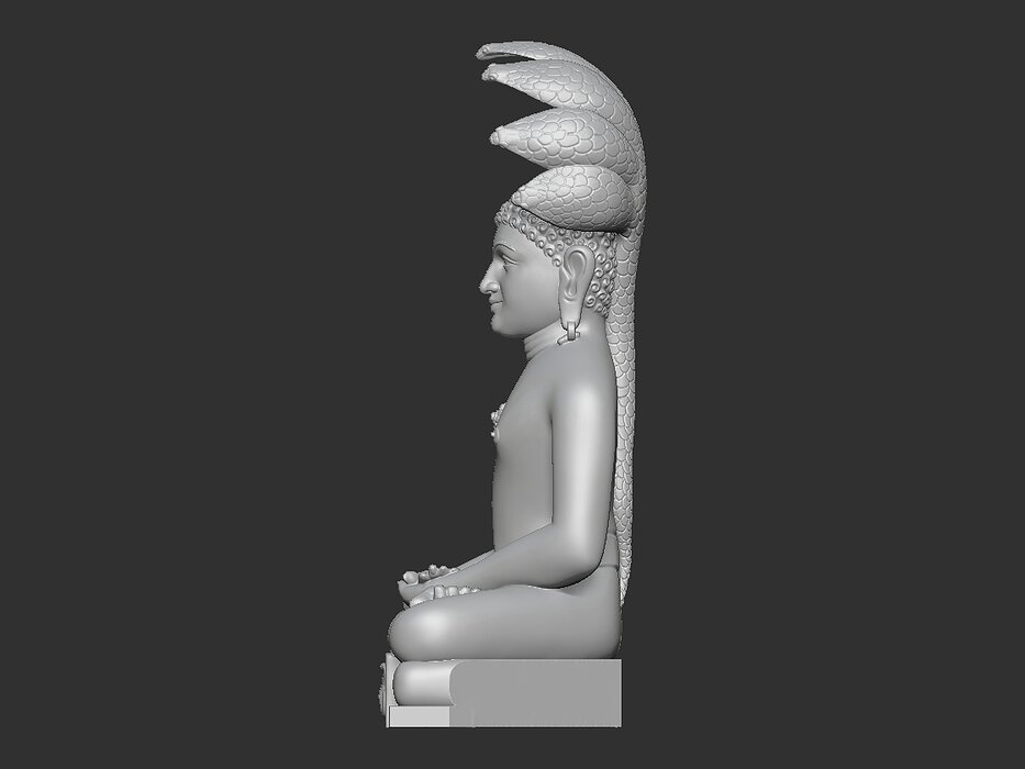 Mahaveer Buddha with head snake 3D STL Model — view 2