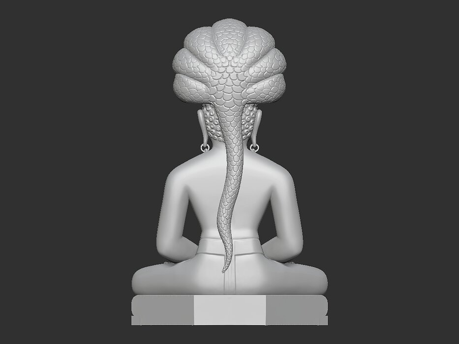 Mahaveer Buddha with head snake 3D STL Model — view 3