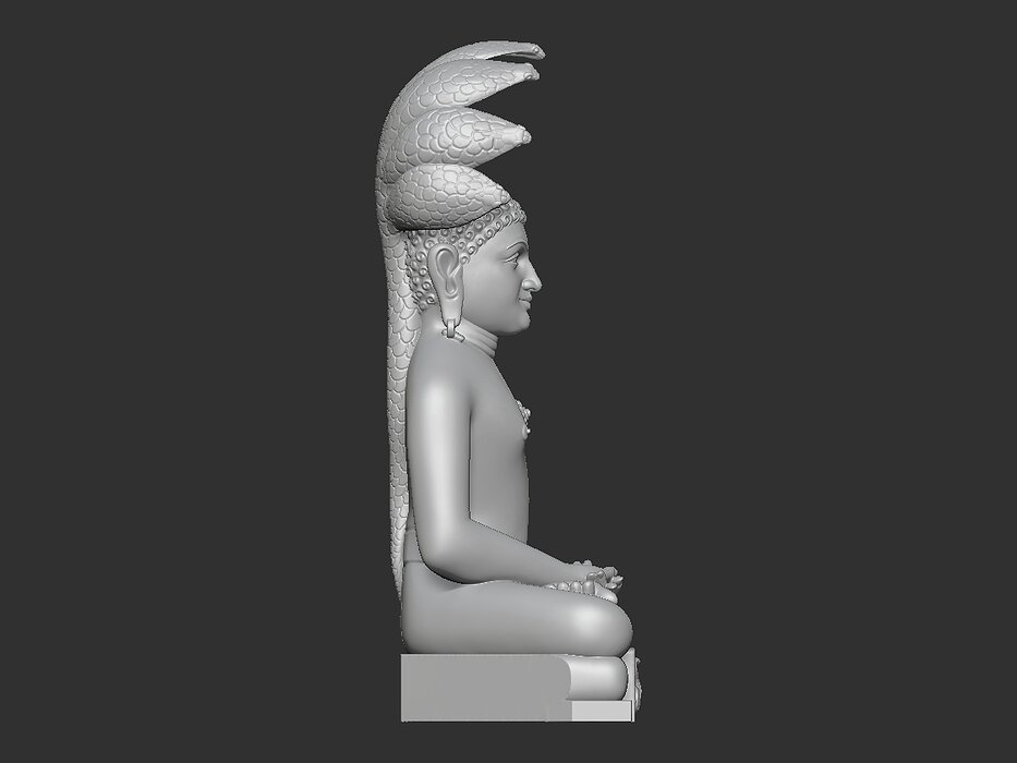Mahaveer Buddha with head snake 3D STL Model — view 4
