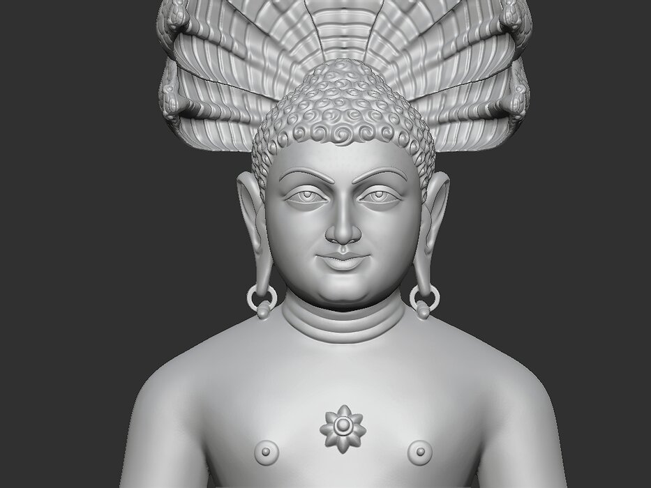 Mahaveer Buddha with head snake 3D STL Model — view 5