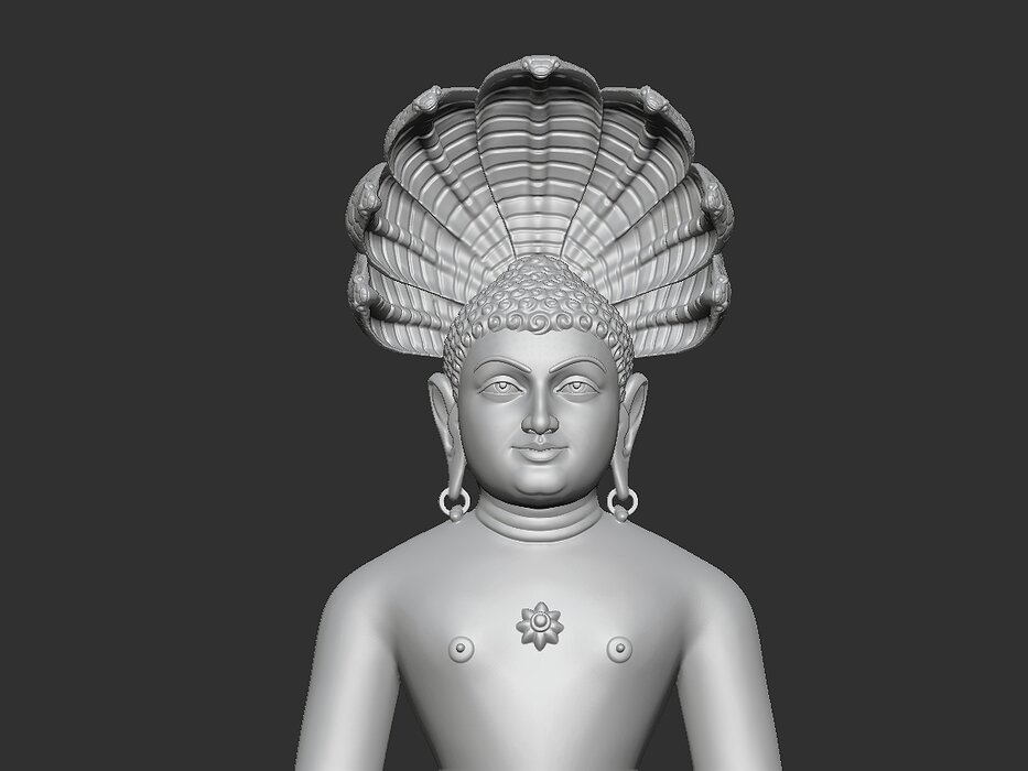 Mahaveer Buddha with head snake 3D STL Model — view 6