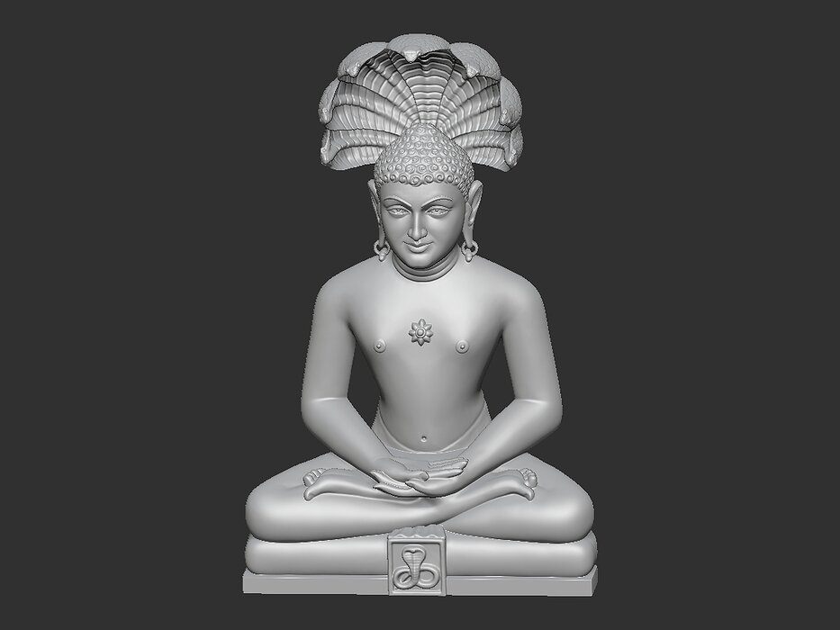 Mahaveer Buddha with head snake 3D STL Model — view 8