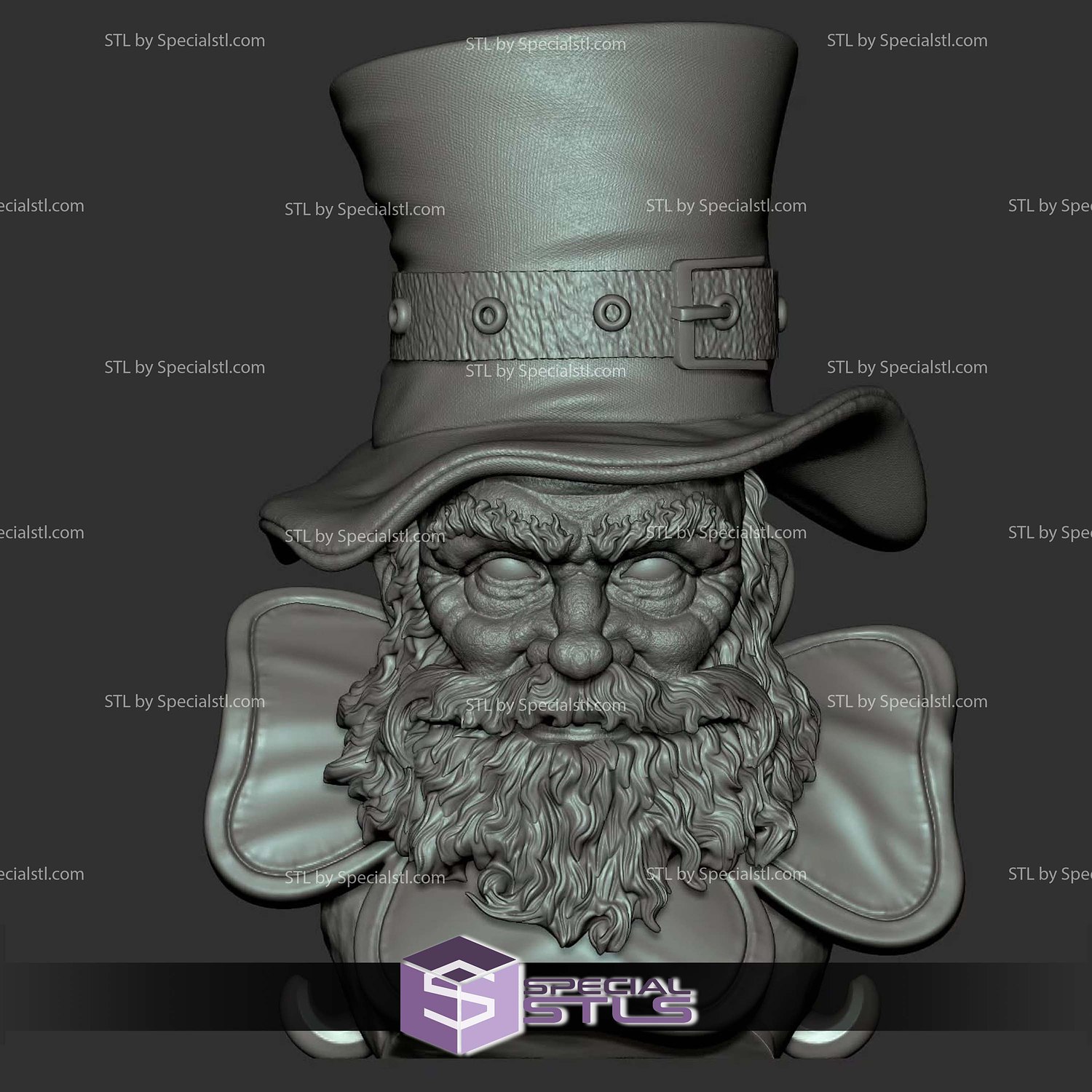 Leprechaun Bust 3D Printer Files STL Model — view 4