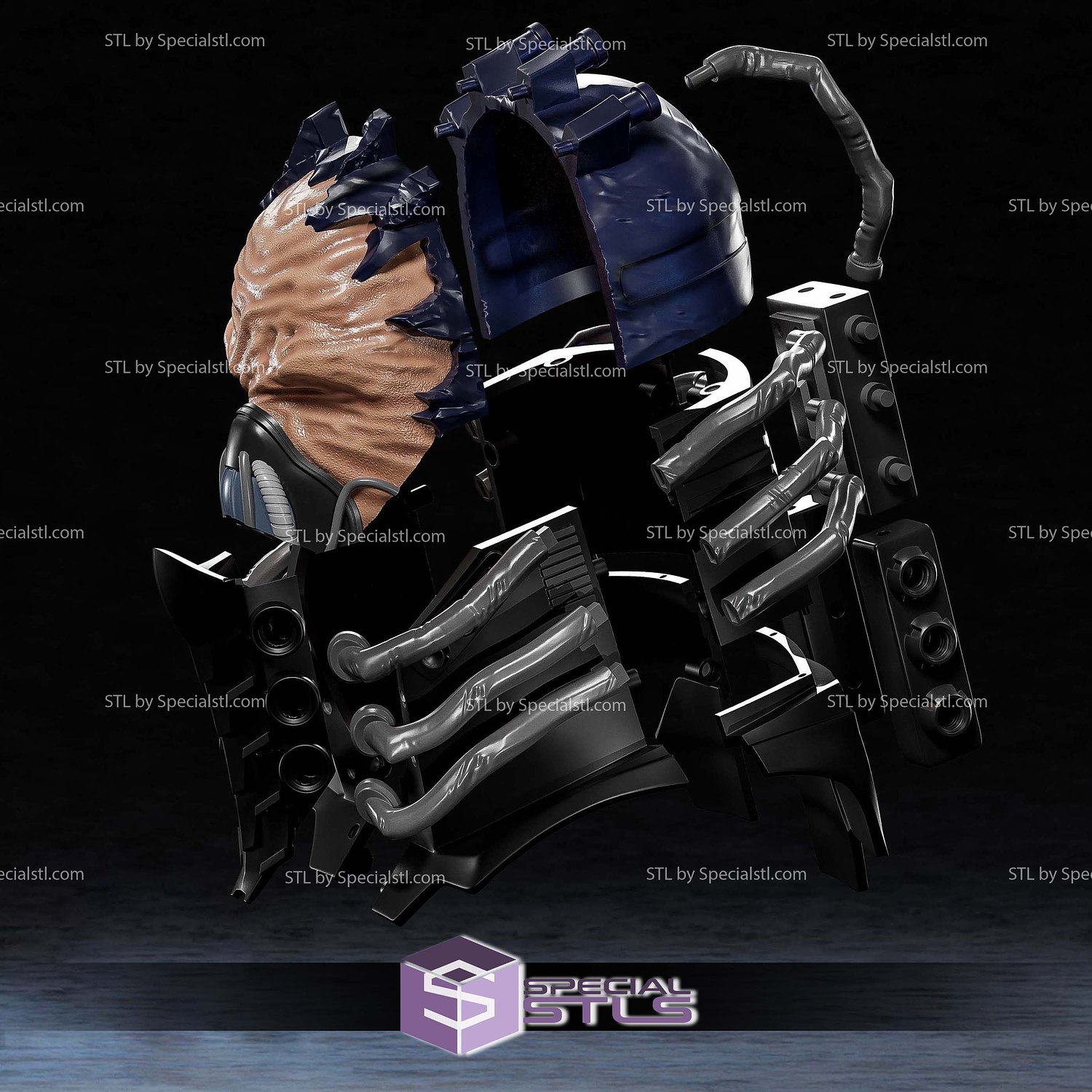 Cosplay STL Files All For One Helmet 3D Model — view 4