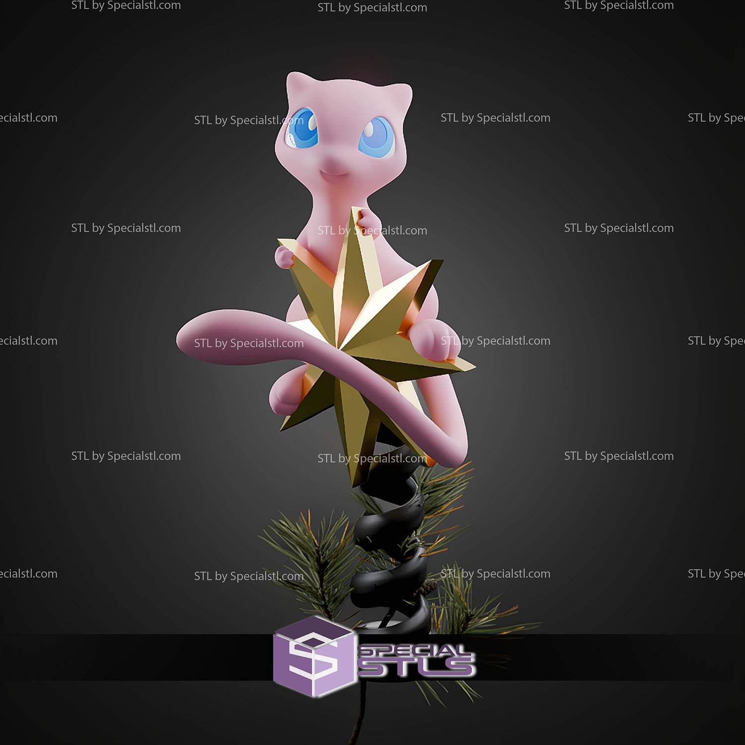 Basic Pokemon Collection - Mew Tree Topper 3D STL Model — view 2