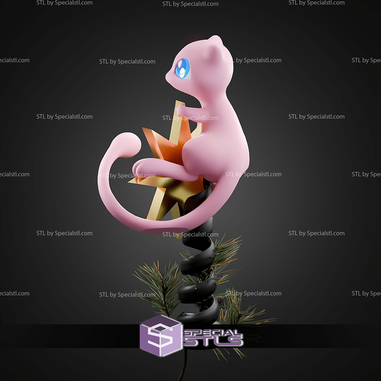 Basic Pokemon Collection - Mew Tree Topper 3D STL Model — view 3