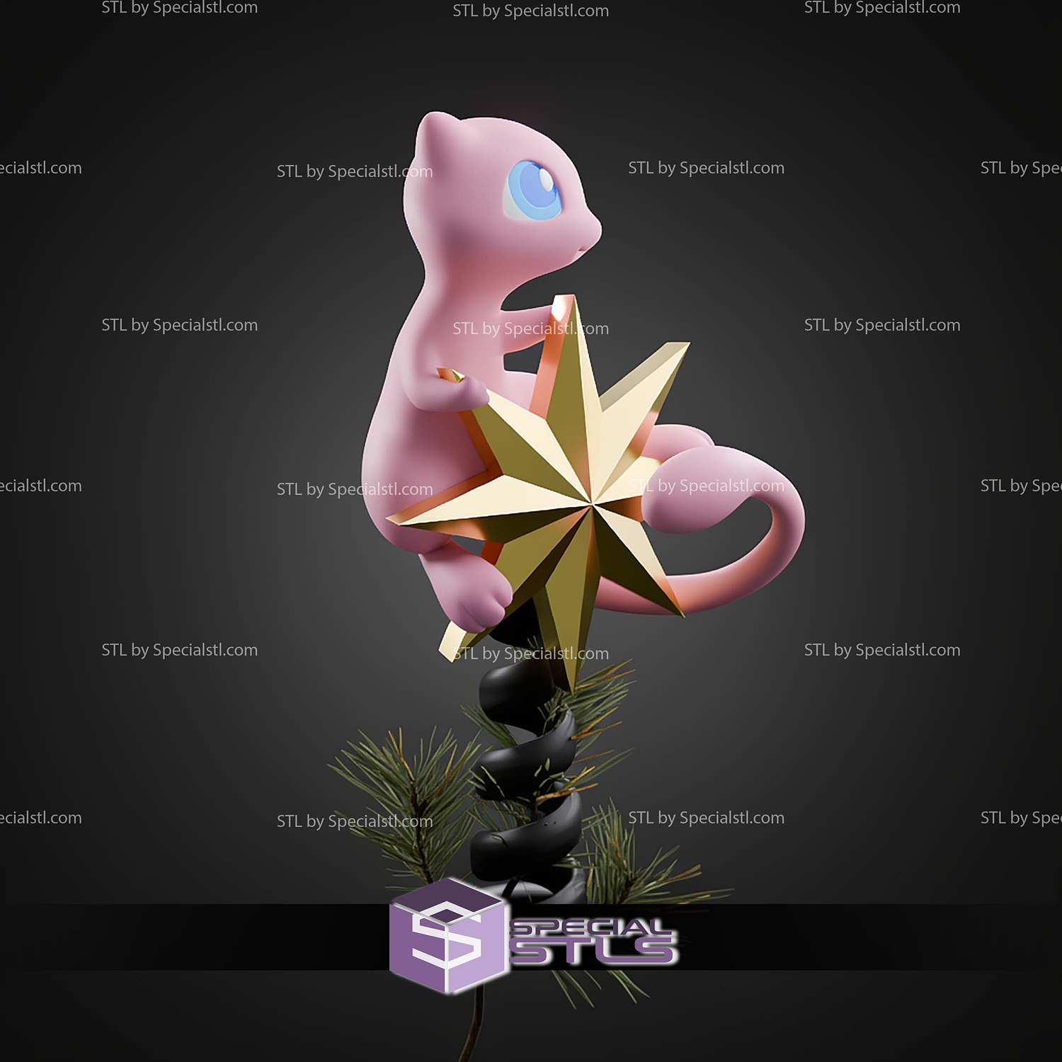 Basic Pokemon Collection - Mew Tree Topper 3D STL Model — view 5