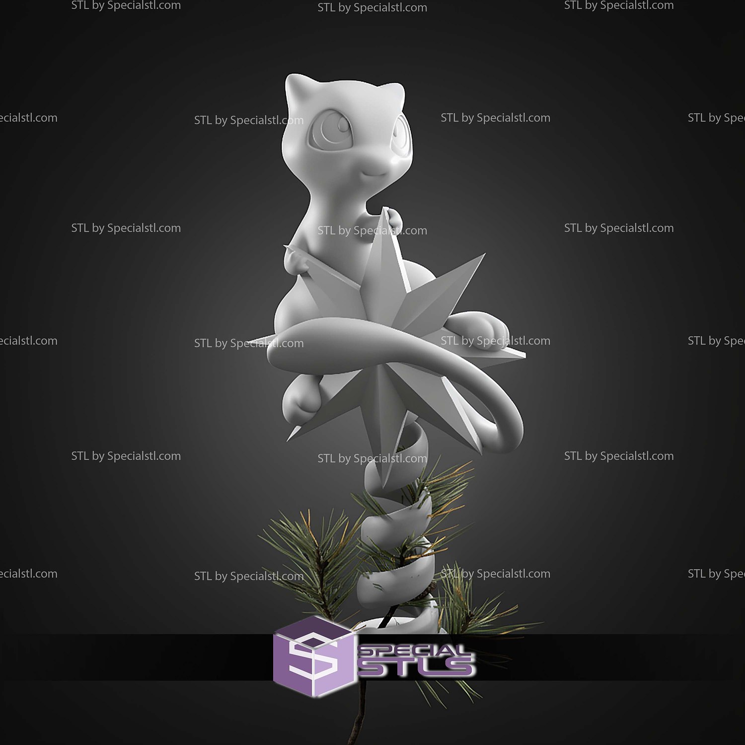Basic Pokemon Collection - Mew Tree Topper 3D STL Model — view 6