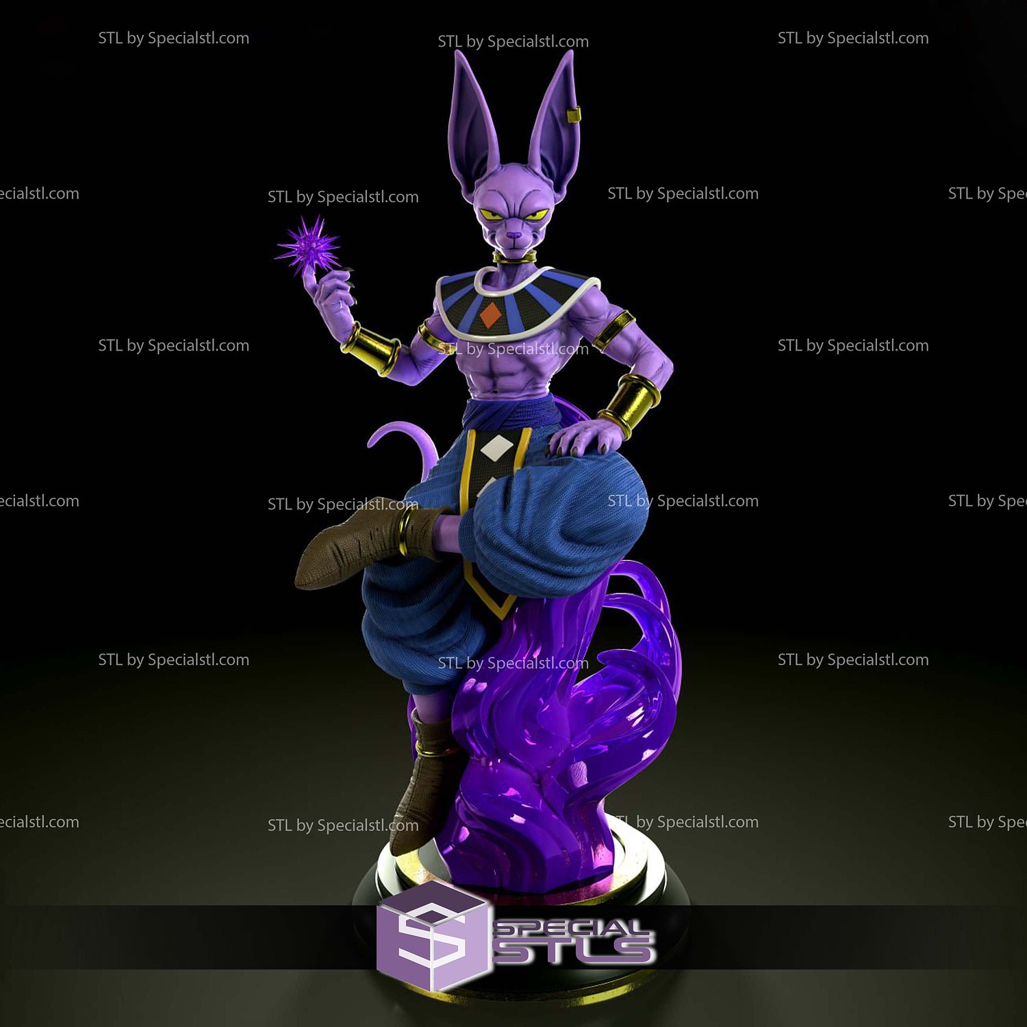Beerus Sama Sitting Pose 3D Printing Models STL Model — view 3