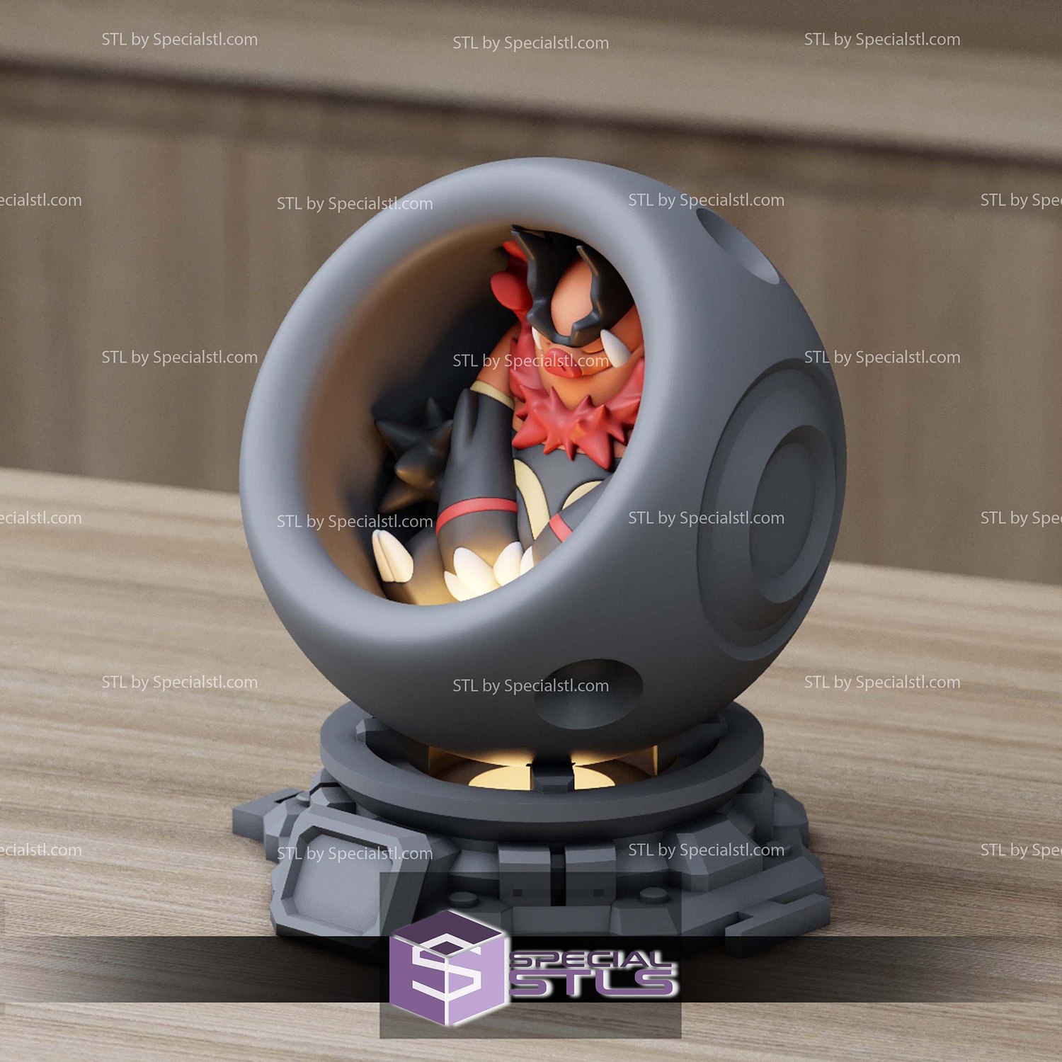 Super Basic Pokemon STL Emboar Healing Machine 3D Model — view 3