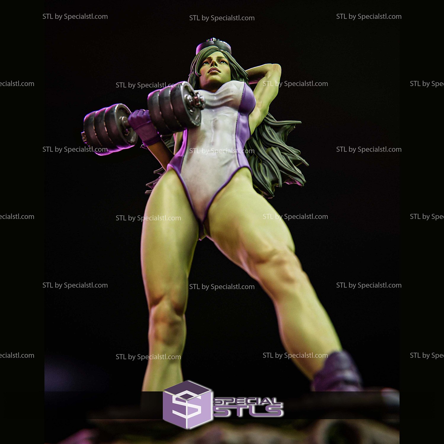 She Hulk with Dumbbell STL Files 3D Model — view 2