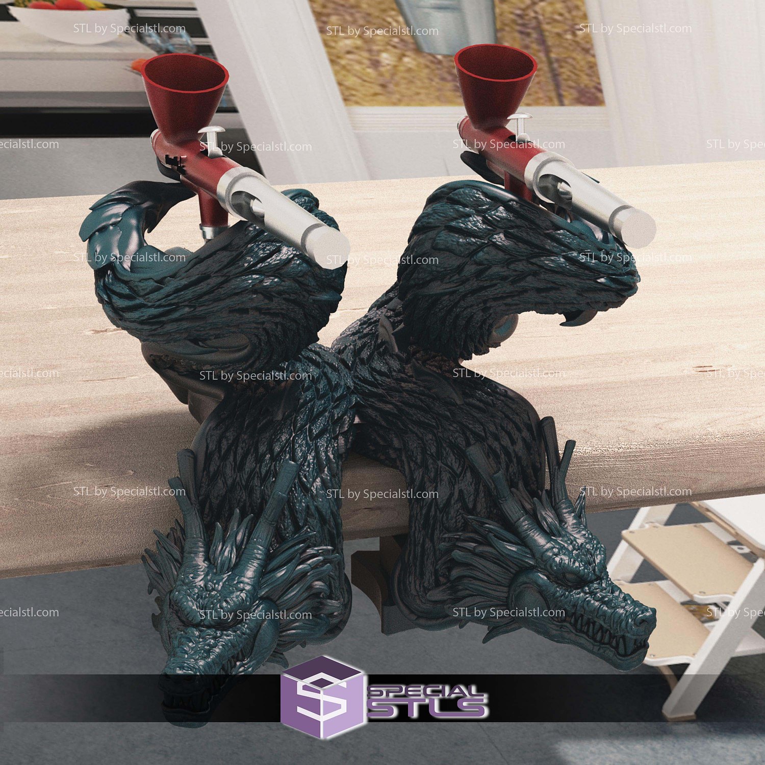 Shenron Airbrush Holder STL Files 3D Model — view 3