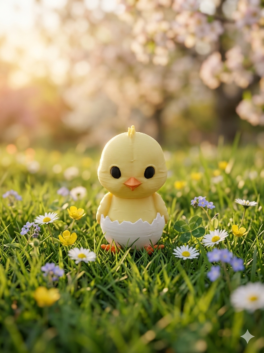 Hatching Baby Chick — Easter Figurine | Multi-Color 3D Print 3MF Model — view 1