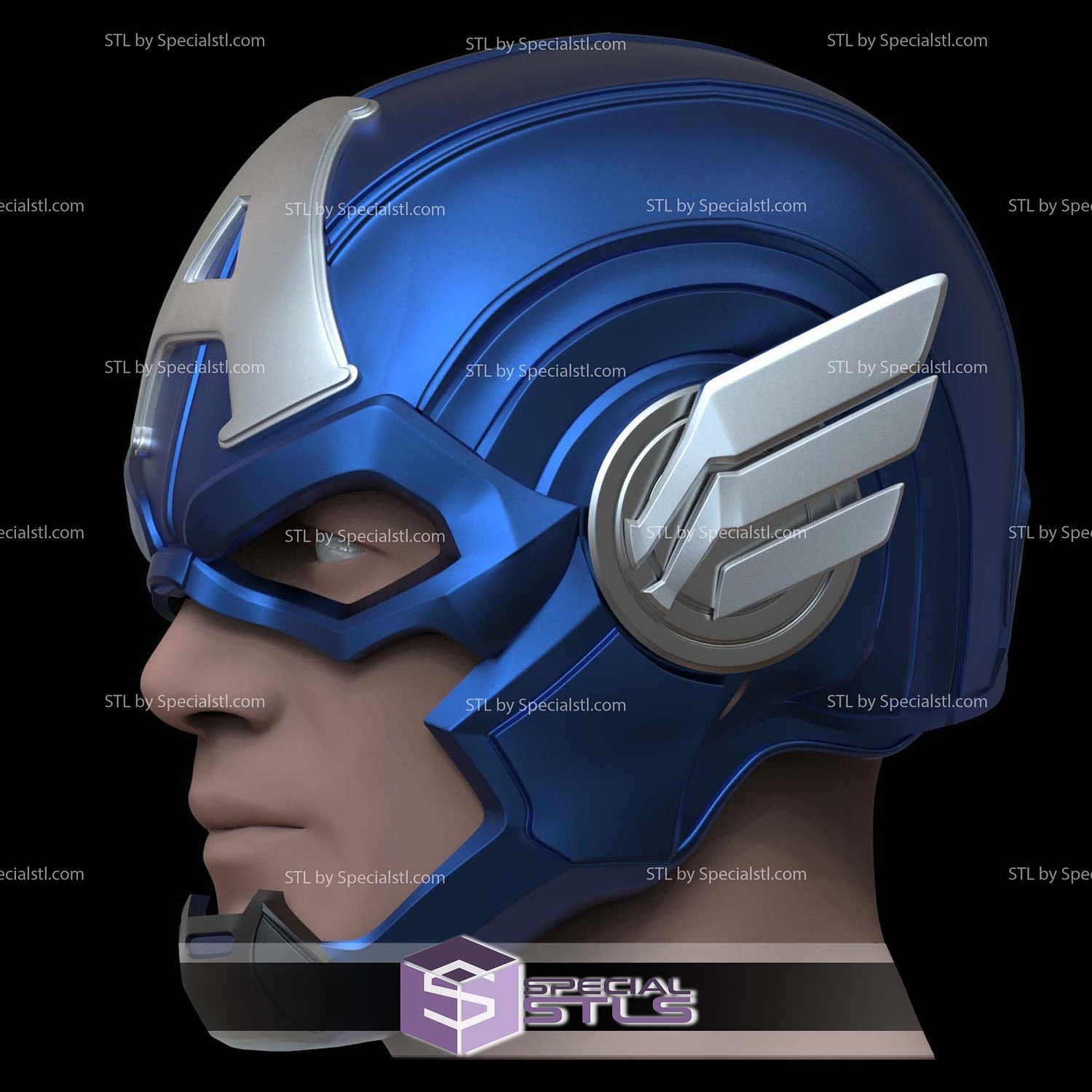 Cosplay STL Files Captain America Marvel Rivals Helmet V2 3D Model — view 2