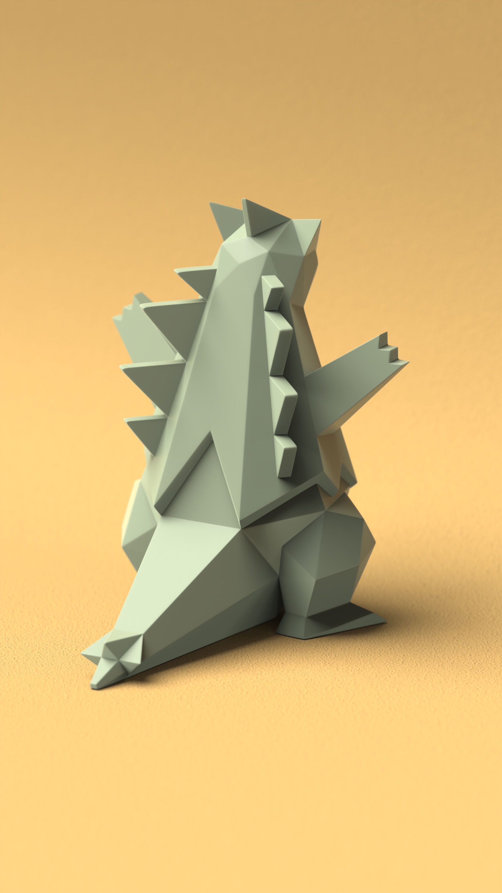 Low-poly Tyranitar 3D STL Model