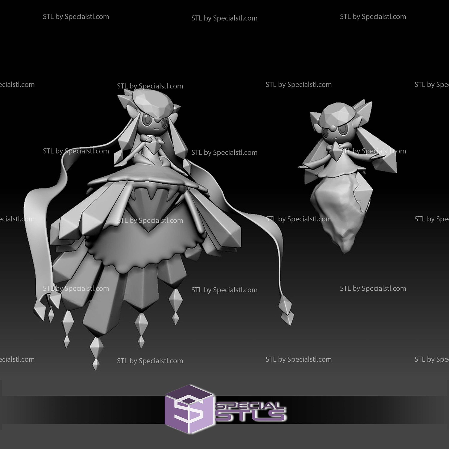 Pokemon STL Collection Diancie Mega Evolution 3D Model — view 2