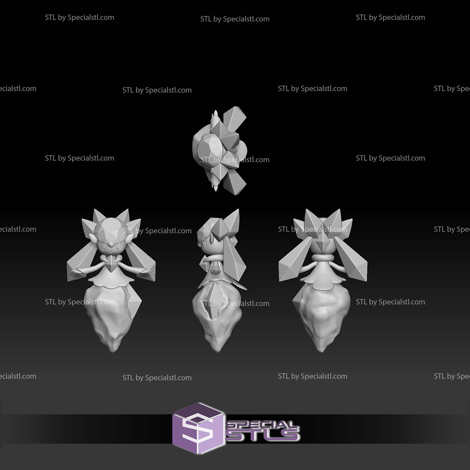 Pokemon STL Collection Diancie Mega Evolution 3D Model — view 3