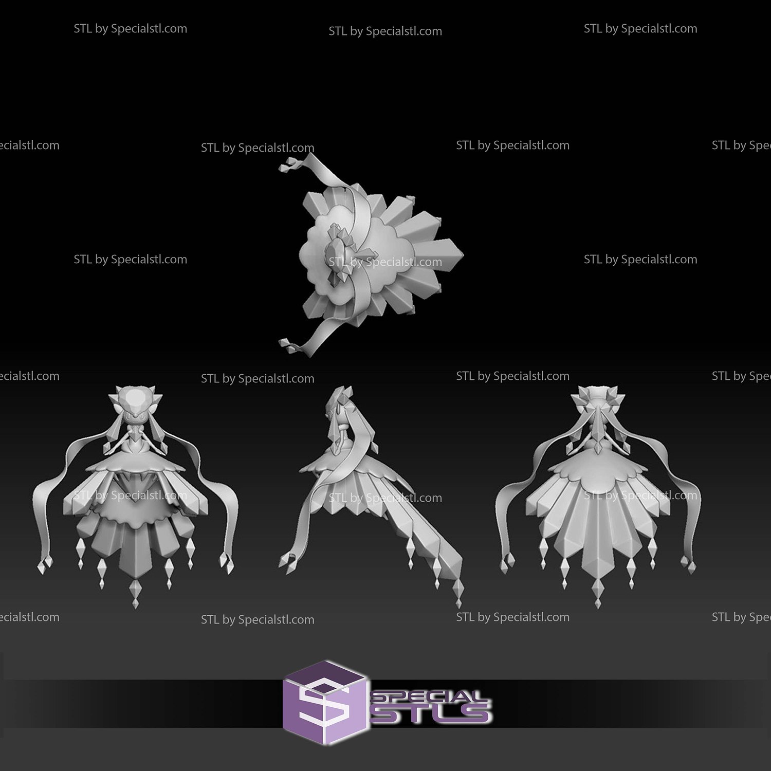 Pokemon STL Collection Diancie Mega Evolution 3D Model — view 4
