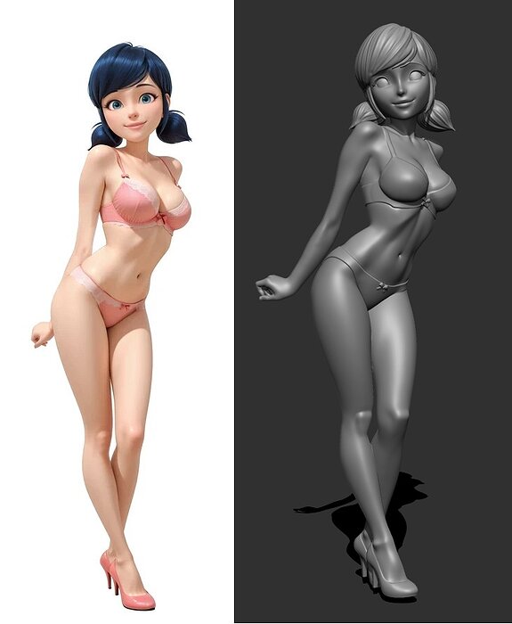 Marinette Ladybug lingerie version 2 3D STL Model — view 4