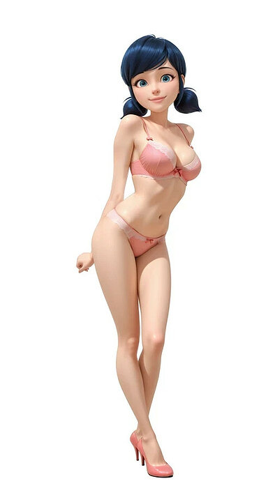 Marinette Ladybug lingerie version 2 3D STL Model — view 8
