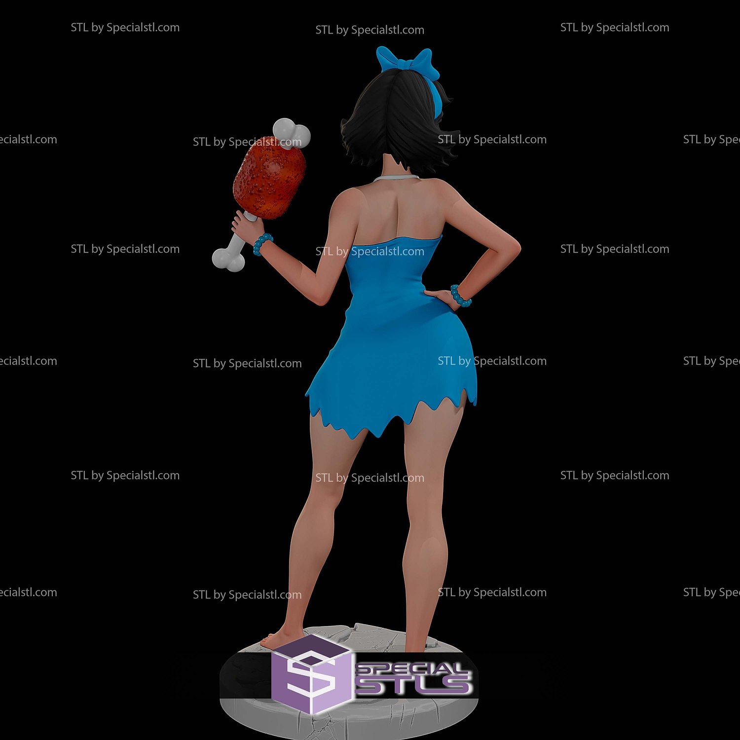 Betty Flintstones Realistic STL Files 3D Model — view 2