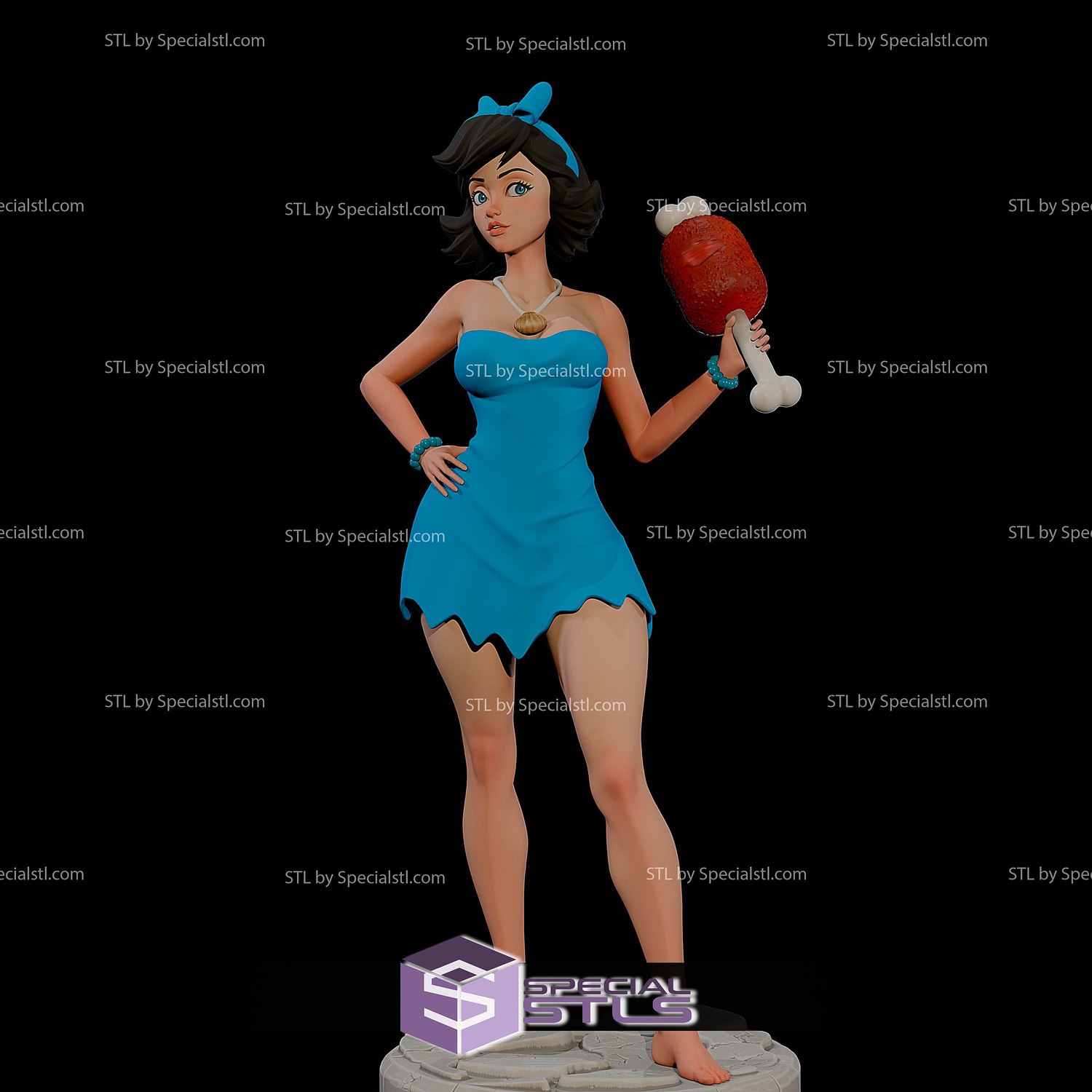Betty Flintstones Realistic STL Files 3D Model — view 3