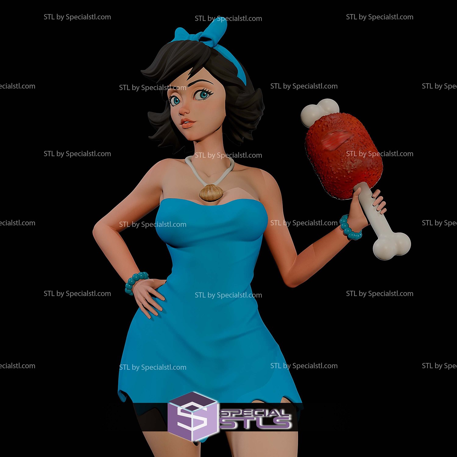 Betty Flintstones Realistic STL Files 3D Model — view 4