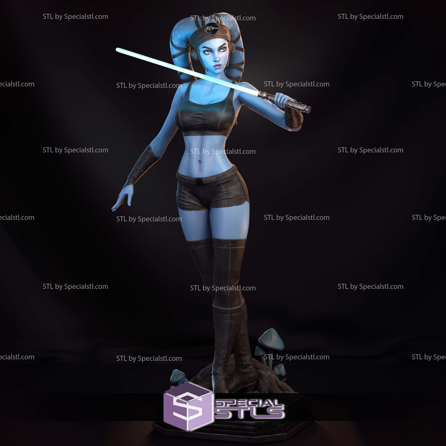 Aayla Secura Blue 3D Printer Files STL Model — view 2
