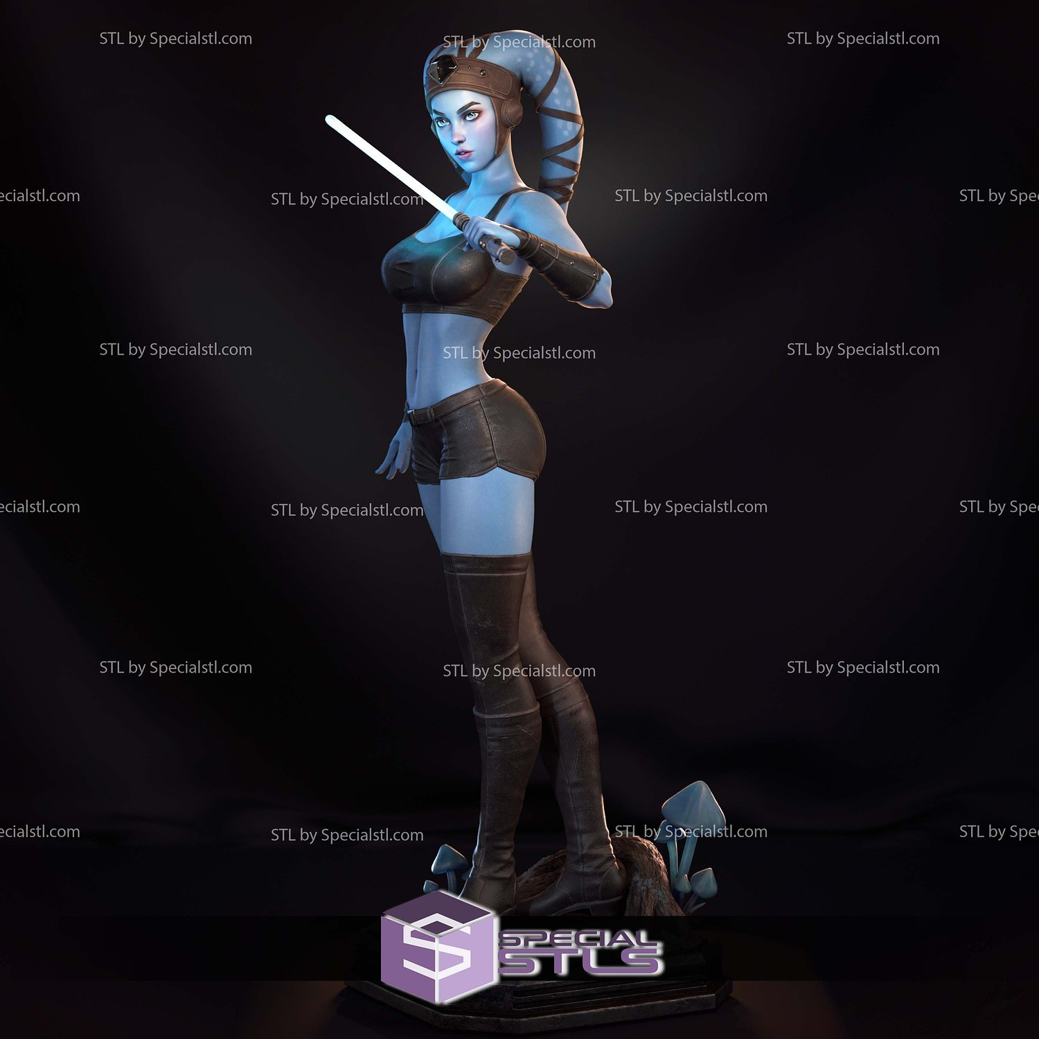 Aayla Secura Blue 3D Printer Files STL Model — view 5