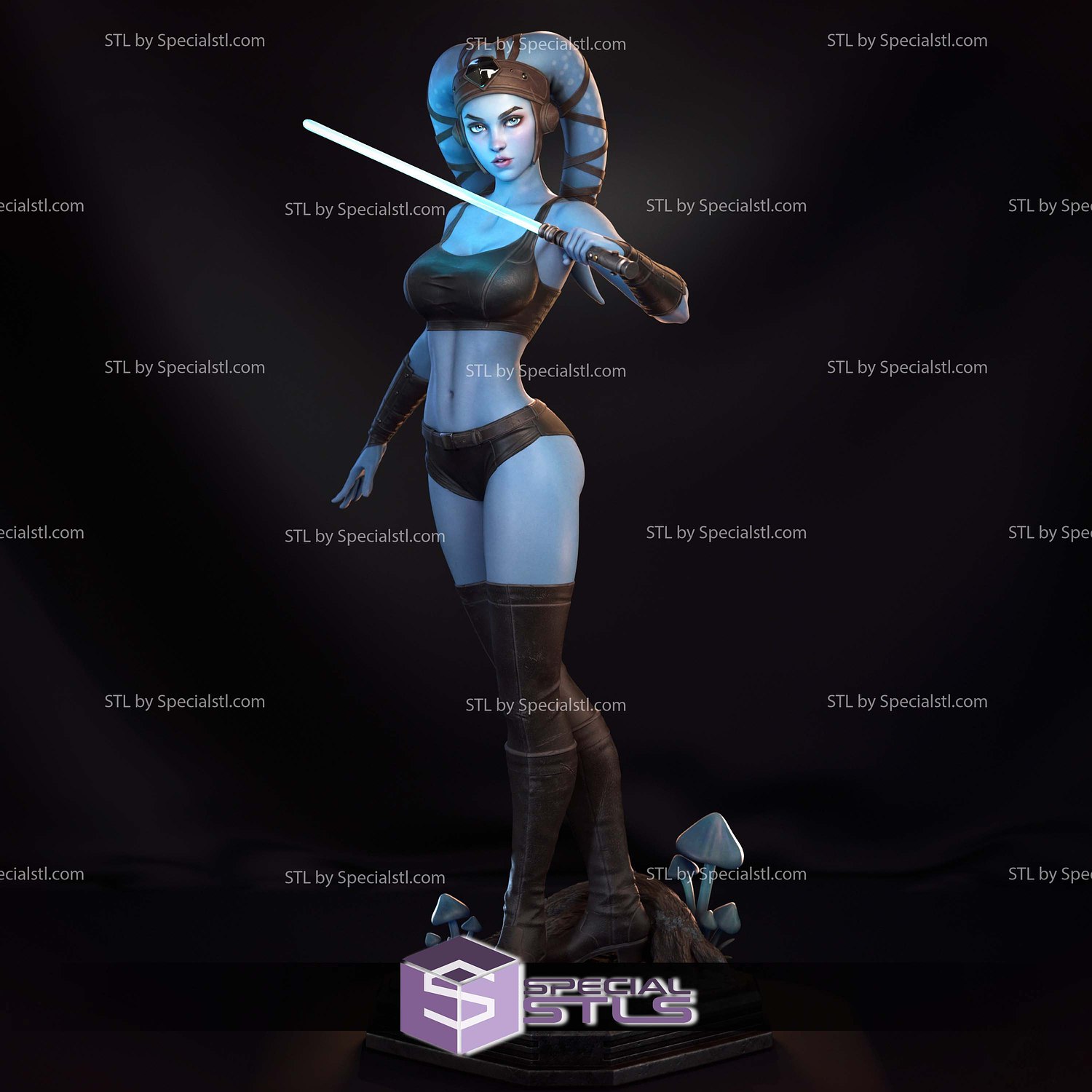 Aayla Secura Blue 3D Printer Files STL Model — view 6