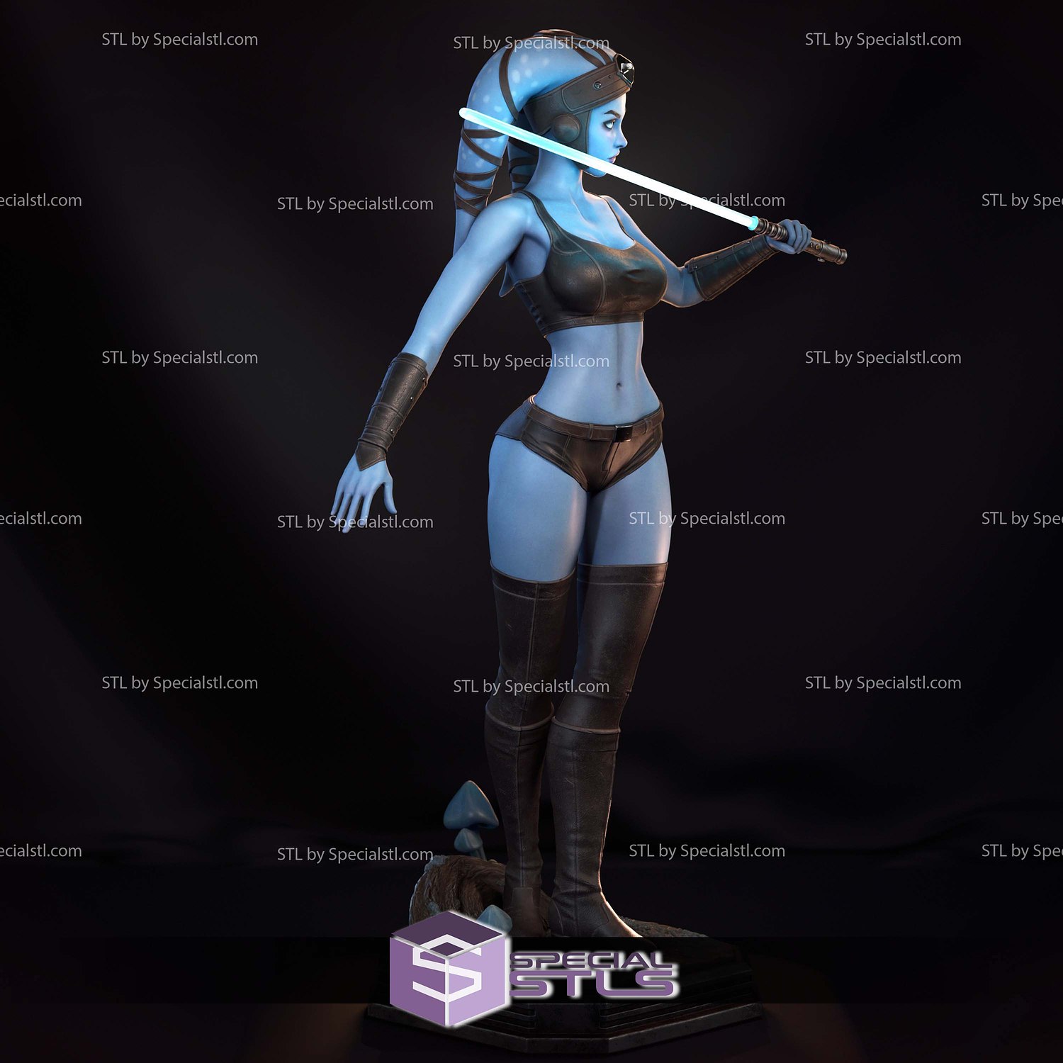 Aayla Secura Blue 3D Printer Files STL Model — view 7