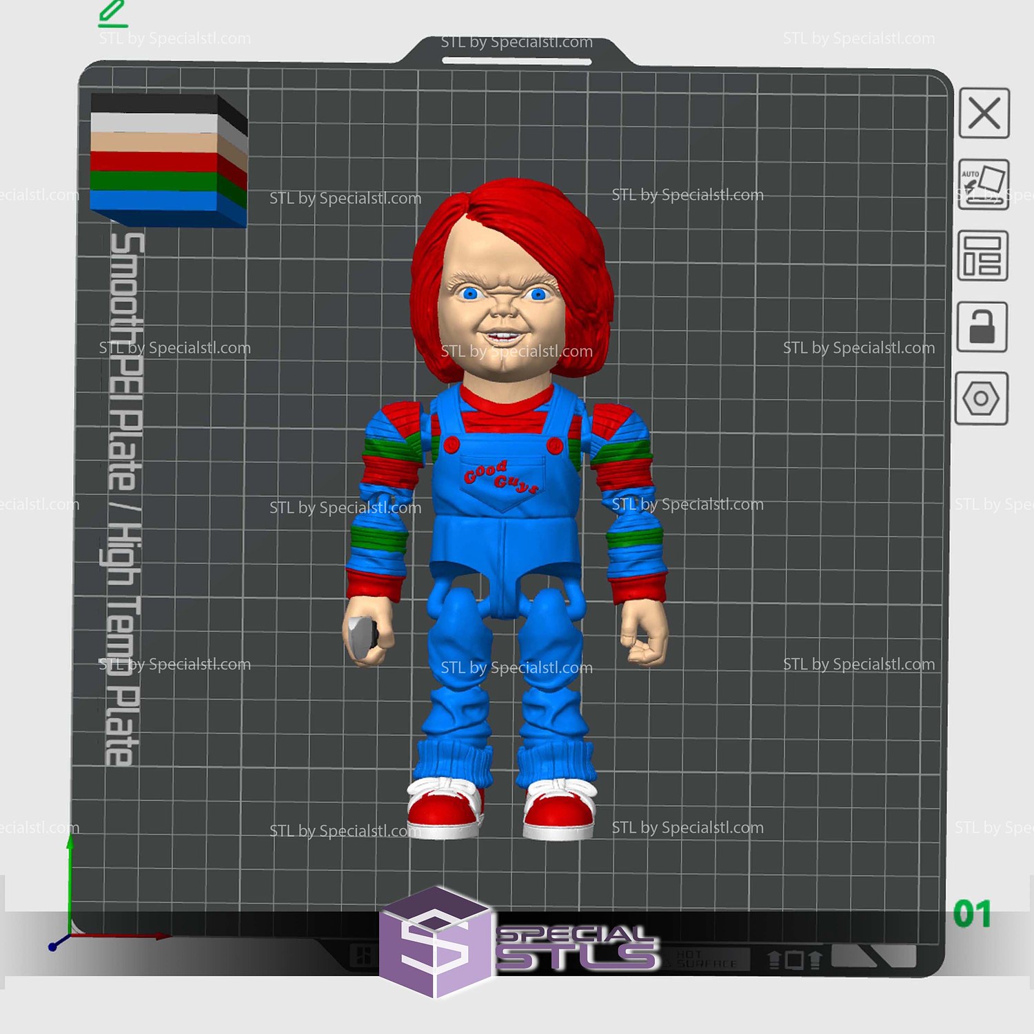 Super Basic STL - Flexi Chucky 3D Model — view 2