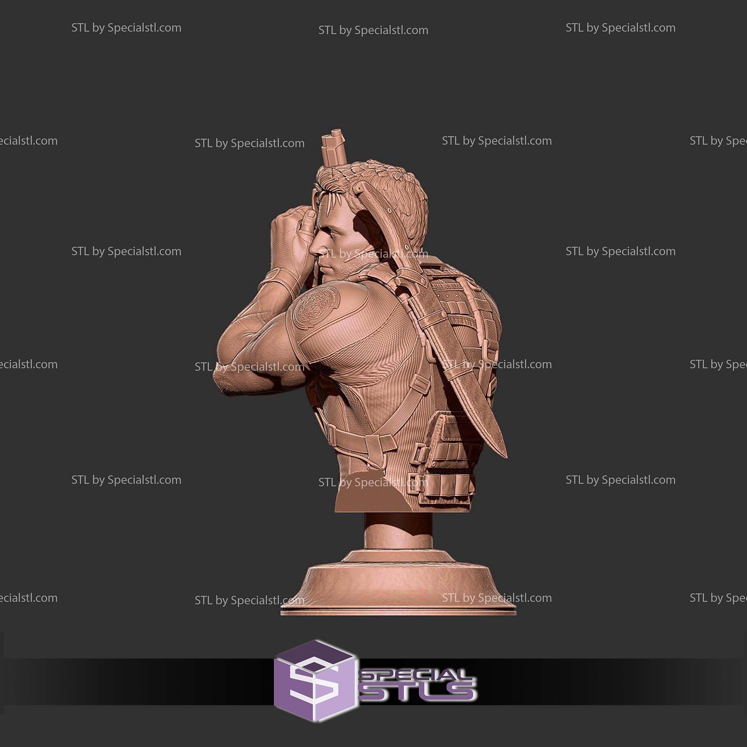 Chris Redfield Bust Resident Evil 5 STL Files 3D Model — view 2